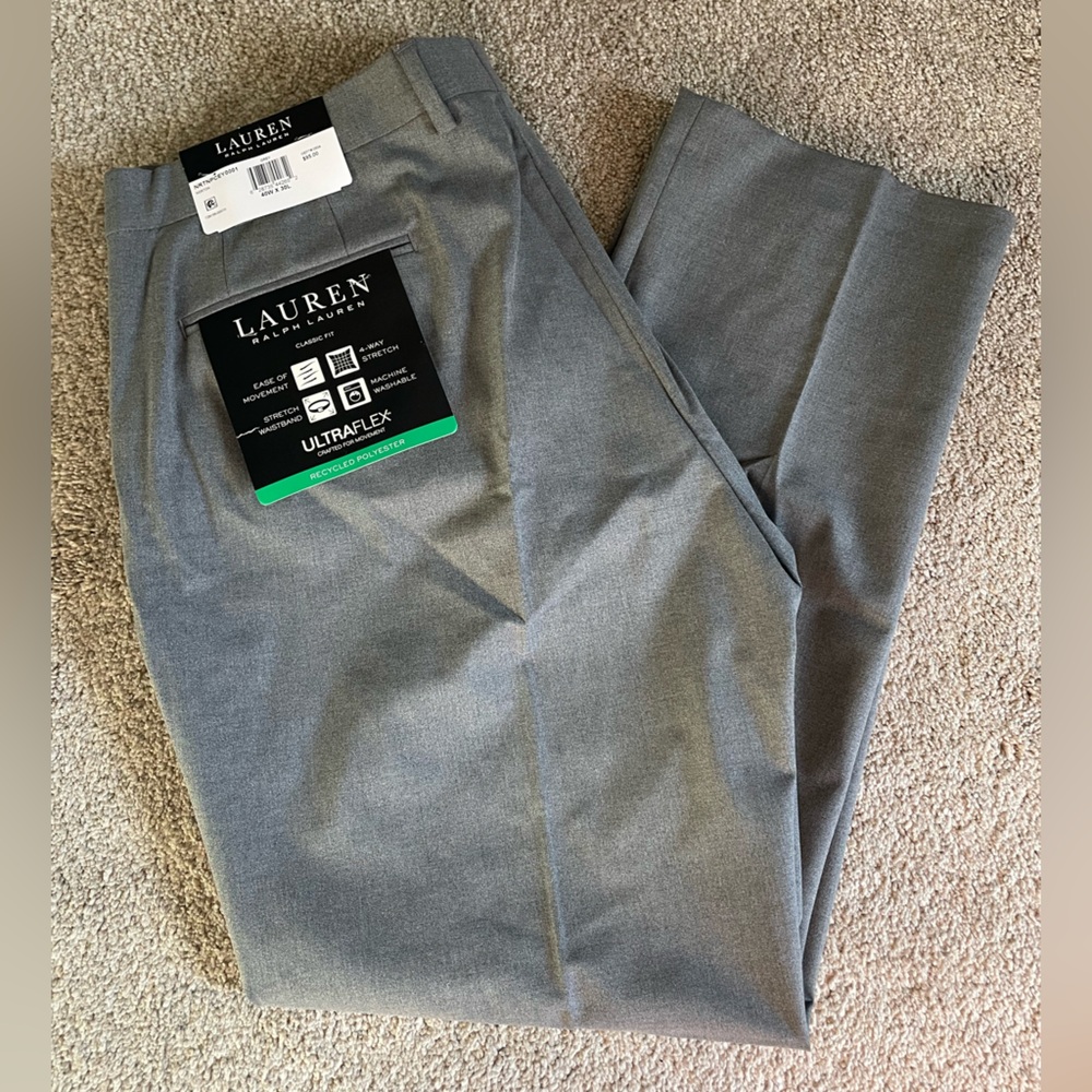 NWT Ralph Lauren Men’s Gray Dress Pants 40x30 Classic Fit
